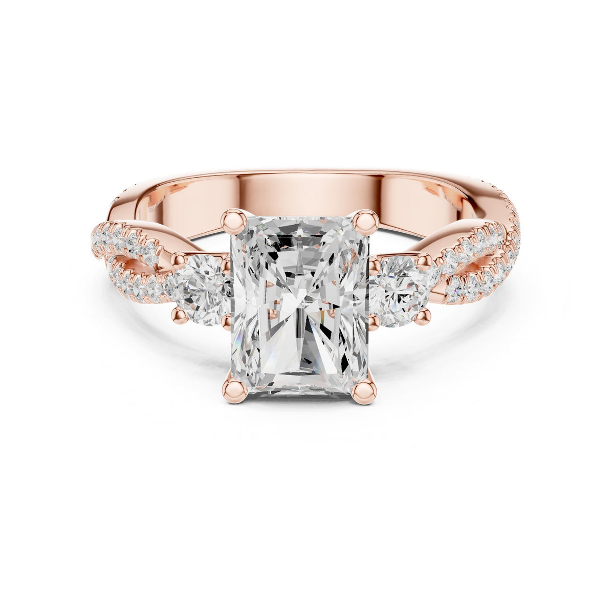 Radiant Three Stone Lab Grown Diamond Engagement Ring