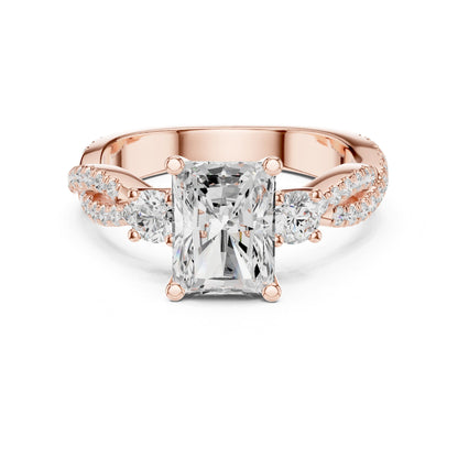 Radiant Three Stone Lab Grown Diamond Engagement Ring