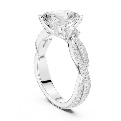 Radiant Three Stone Lab Grown Diamond Engagement Ring