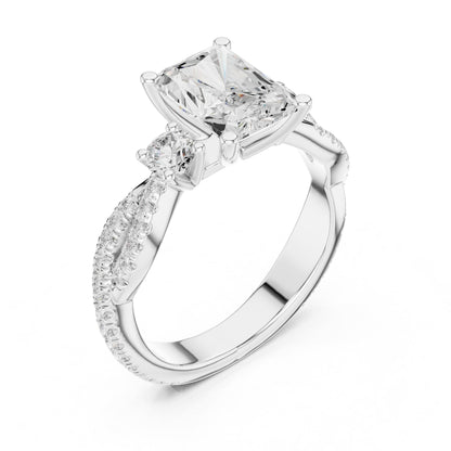 Radiant Three Stone Lab Grown Diamond Engagement Ring