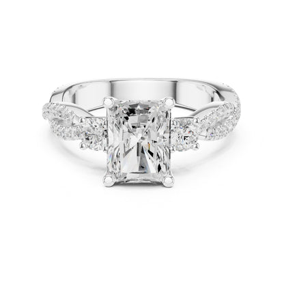 Radiant Three Stone Lab Grown Diamond Engagement Ring