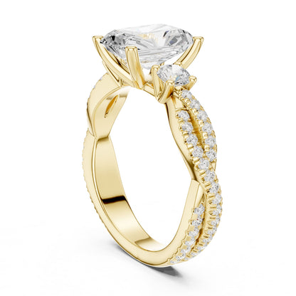 Radiant Three Stone Lab Grown Diamond Engagement Ring