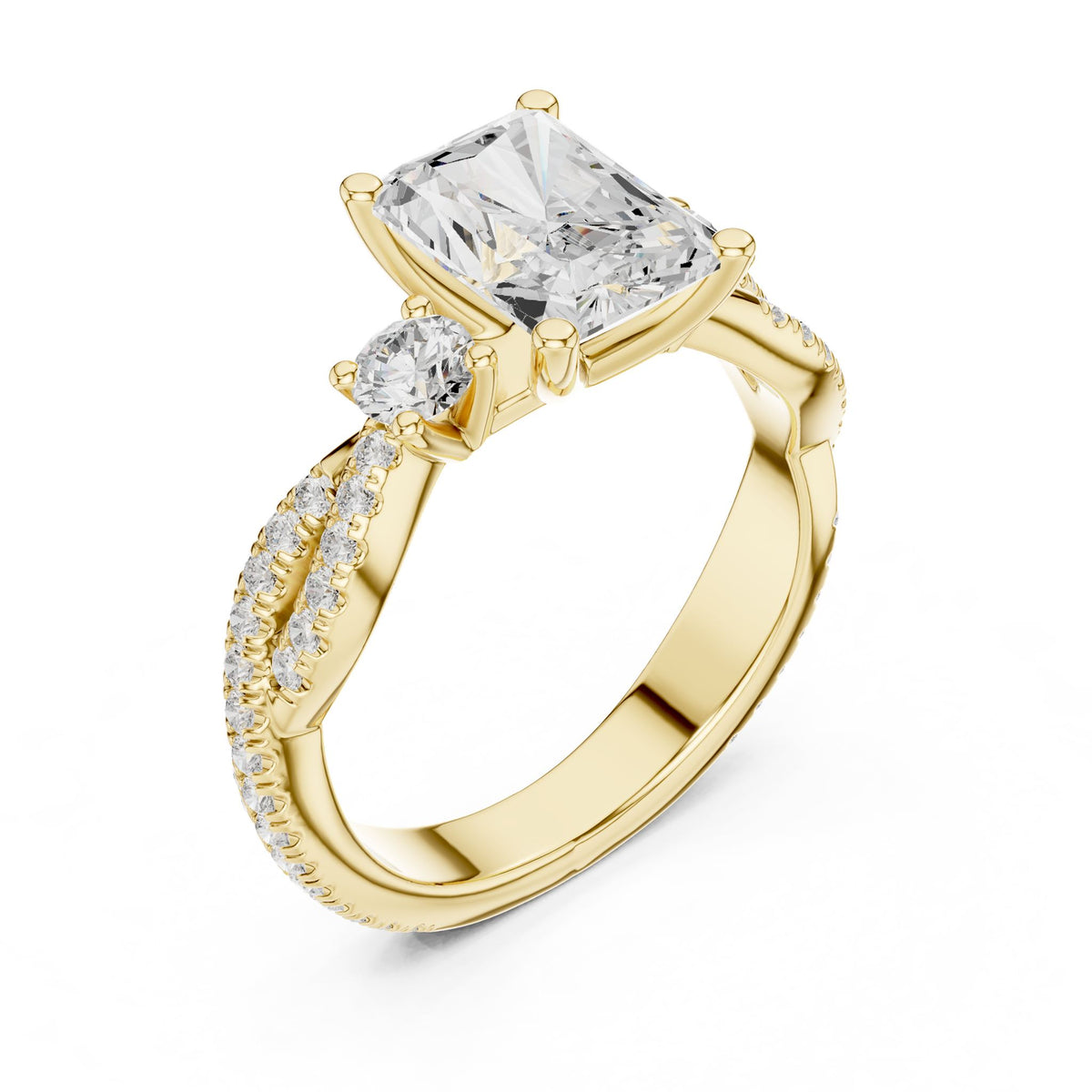 Radiant Three Stone Lab Grown Diamond Engagement Ring