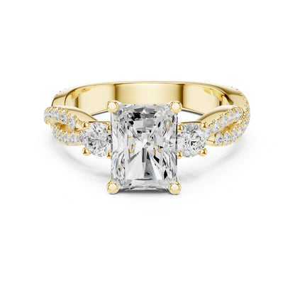 Radiant Three Stone Lab Grown Diamond Engagement Ring