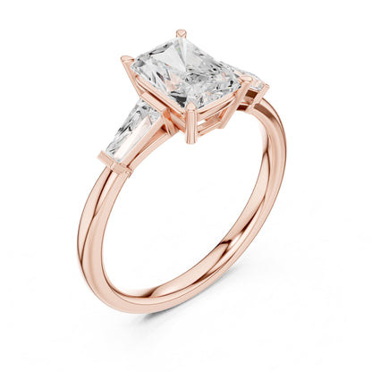 Radiant Three Stone Lab Grown Diamond Engagement Ring