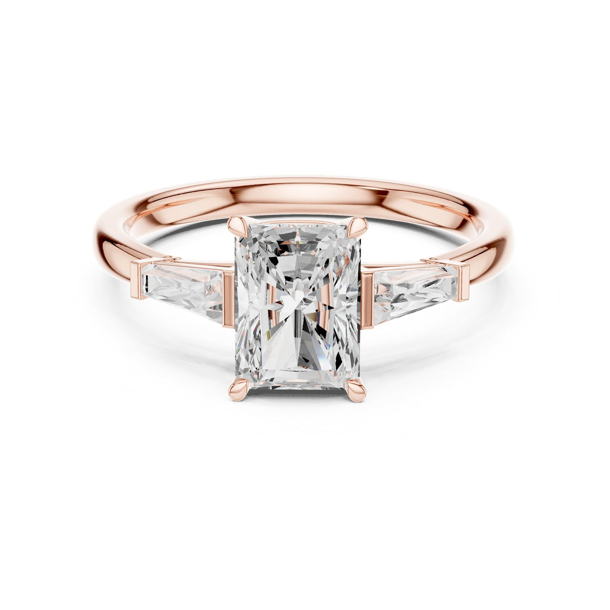 Radiant Three Stone Lab Grown Diamond Engagement Ring