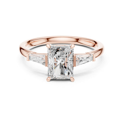 Radiant Three Stone Lab Grown Diamond Engagement Ring