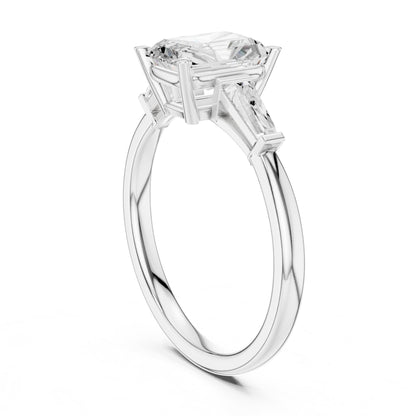 Radiant Three Stone Lab Grown Diamond Engagement Ring