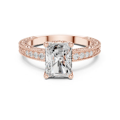 Radiant Vintage Lab Grown Diamond Engagement Ring