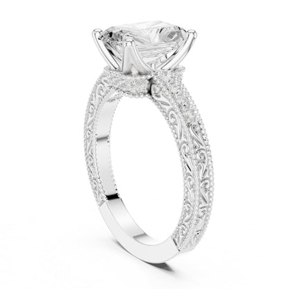 Radiant Vintage Lab Grown Diamond Engagement Ring