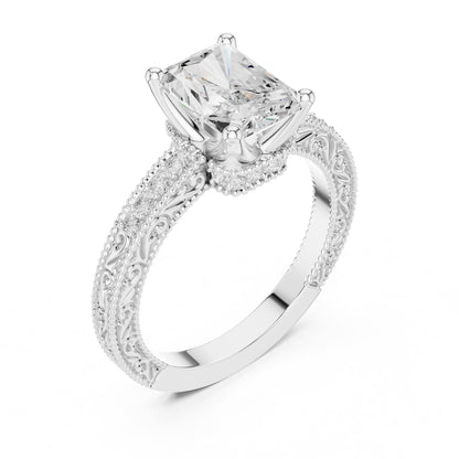 Radiant Vintage Lab Grown Diamond Engagement Ring