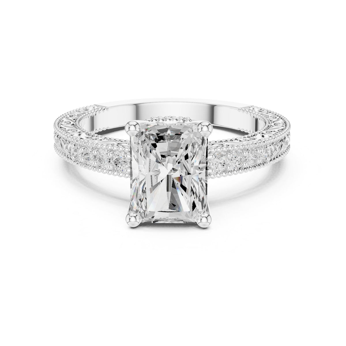 Radiant Vintage Lab Grown Diamond Engagement Ring