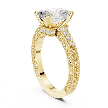 Radiant Vintage Lab Grown Diamond Engagement Ring