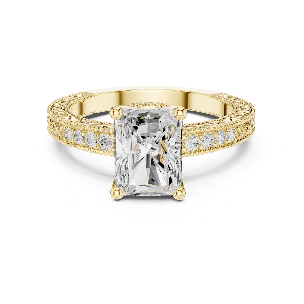 Radiant Vintage Lab Grown Diamond Engagement Ring