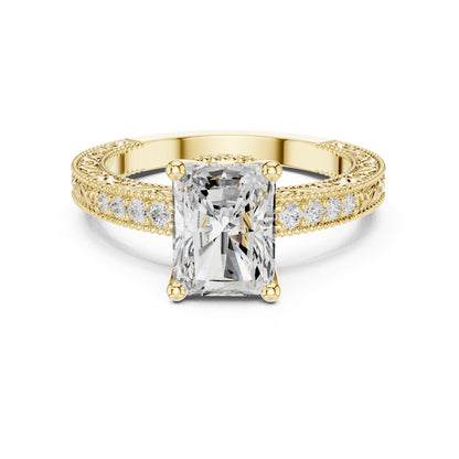 Radiant Vintage Lab Grown Diamond Engagement Ring