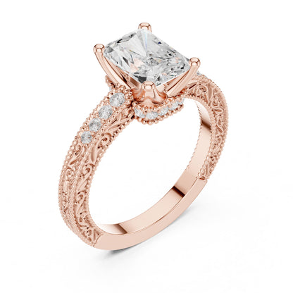Radiant Vintage Lab Grown Diamond Engagement Ring