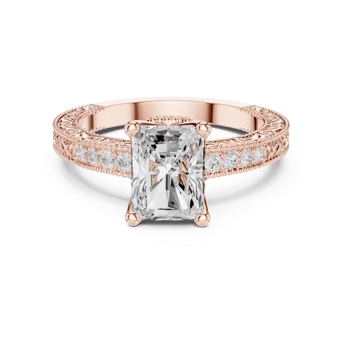 Radiant Vintage Lab Grown Diamond Engagement Ring