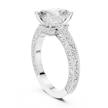Radiant Vintage Lab Grown Diamond Engagement Ring