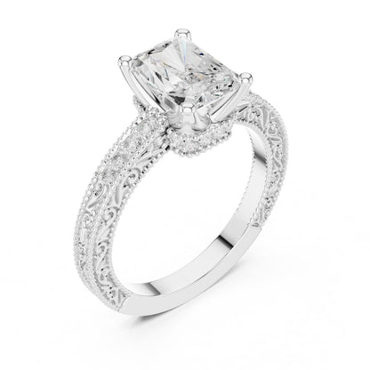 Radiant Vintage Lab Grown Diamond Engagement Ring
