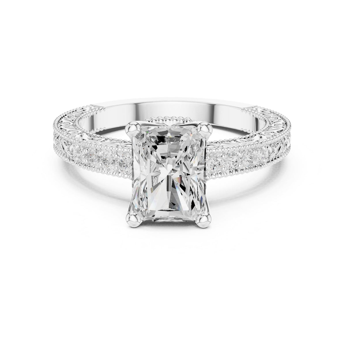 Radiant Vintage Lab Grown Diamond Engagement Ring