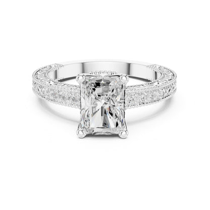 Radiant Vintage Lab Grown Diamond Engagement Ring