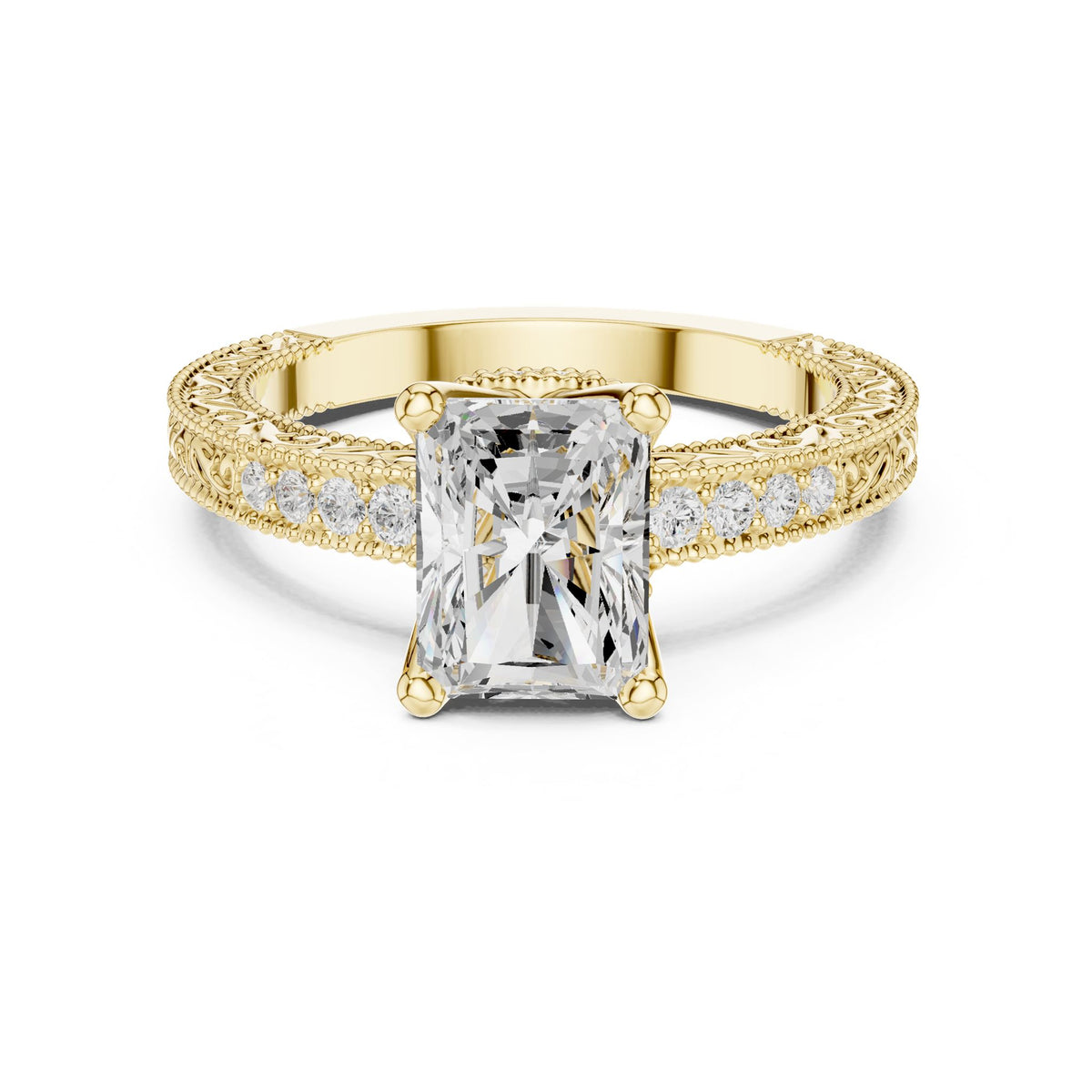 Radiant Vintage Lab Grown Diamond Engagement Ring