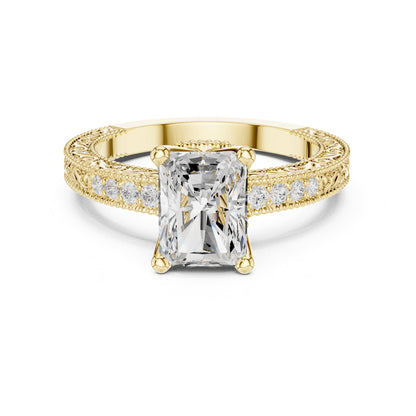 Radiant Vintage Lab Grown Diamond Engagement Ring
