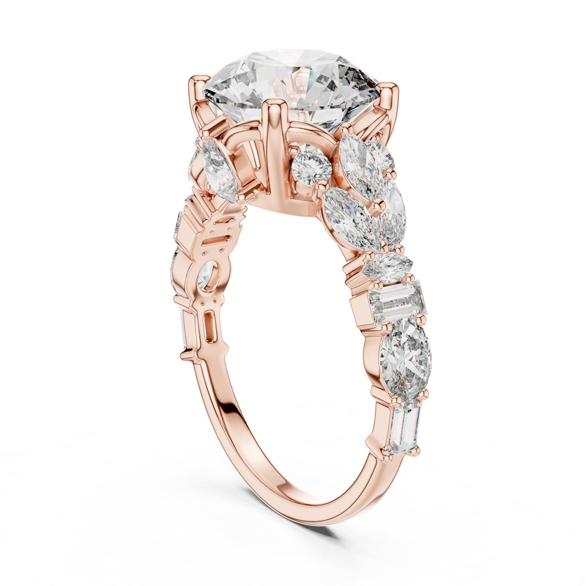 Round Accented Lab Grown Diamond Engagement Ring