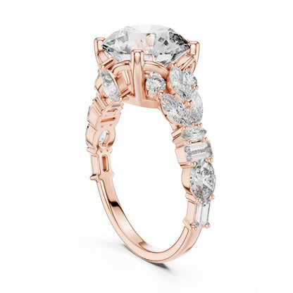 Round Accented Lab Grown Diamond Engagement Ring