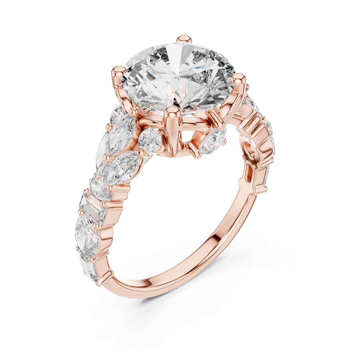 Round Accented Lab Grown Diamond Engagement Ring