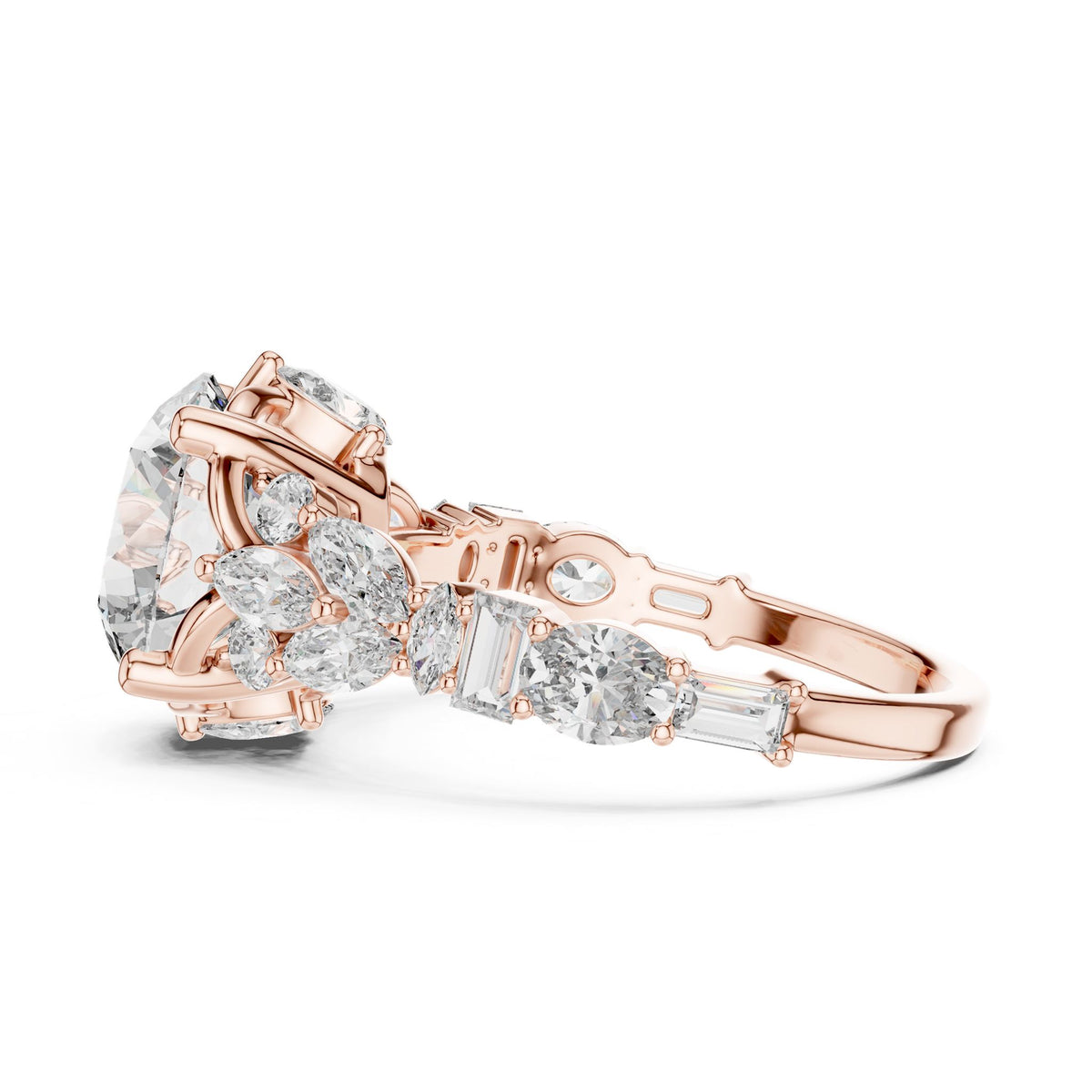 Round Accented Lab Grown Diamond Engagement Ring