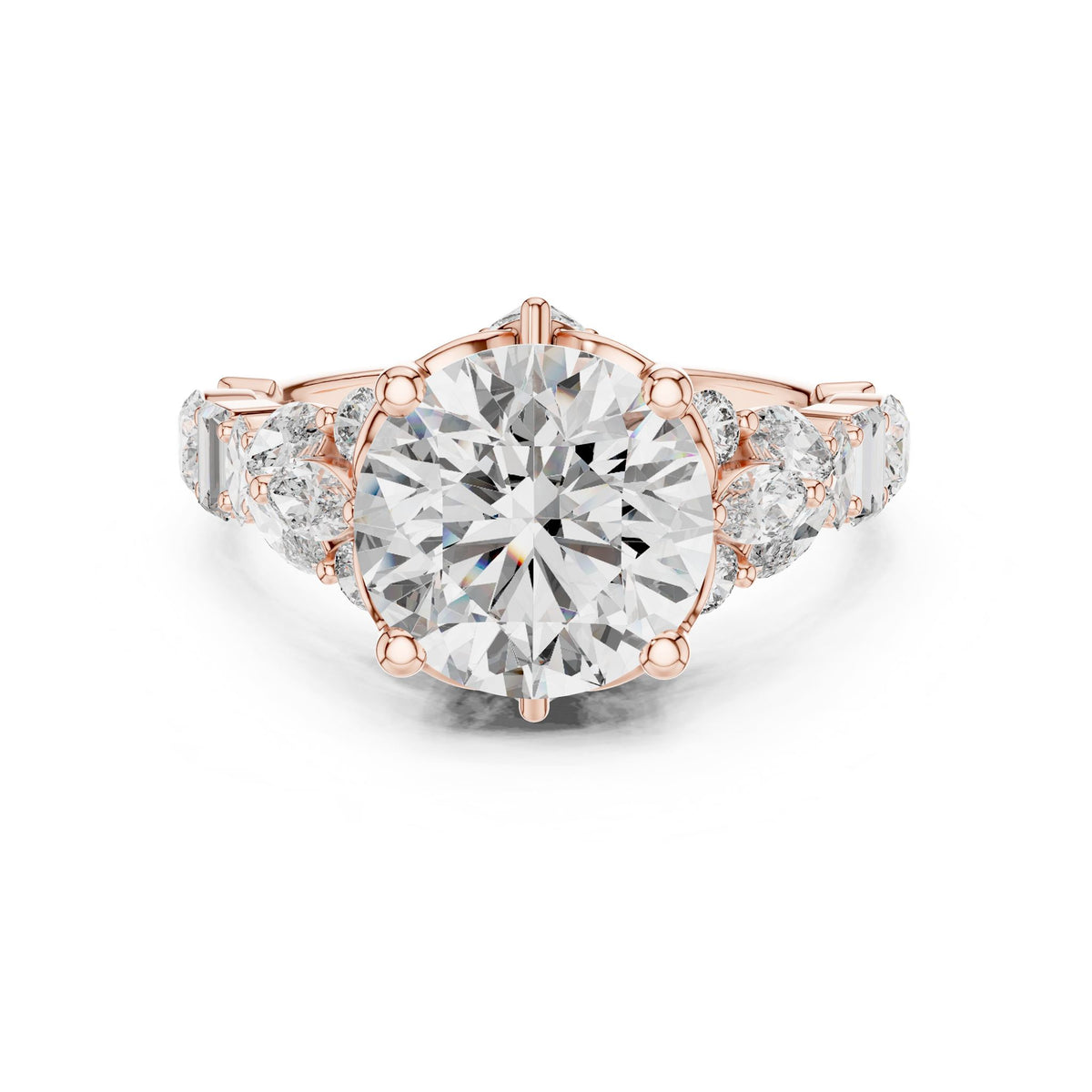 Round Accented Lab Grown Diamond Engagement Ring