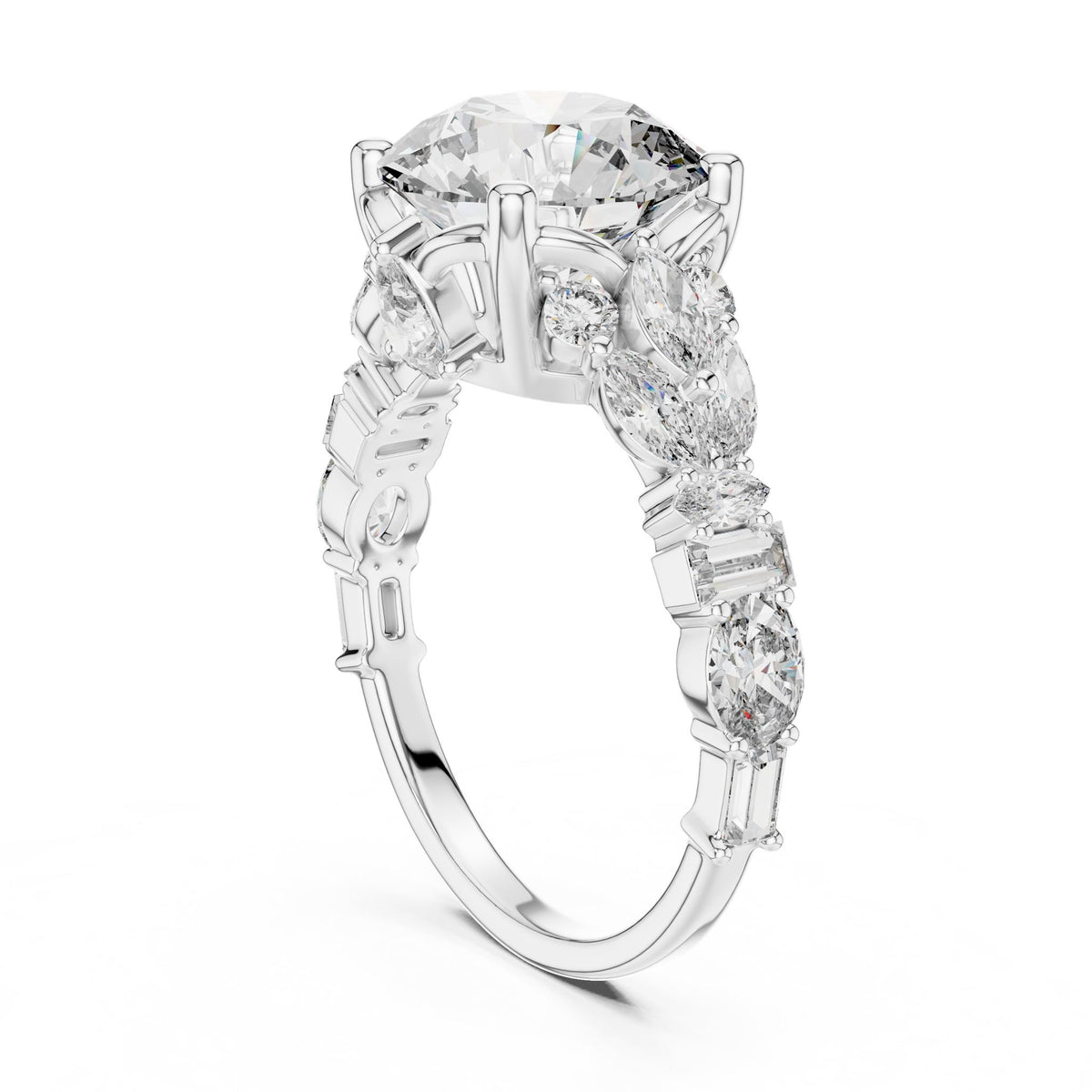 Round Accented Lab Grown Diamond Engagement Ring