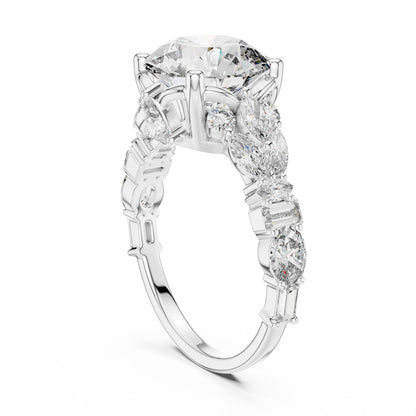 Round Accented Lab Grown Diamond Engagement Ring