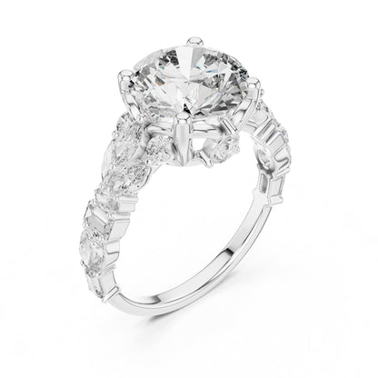 Round Accented Lab Grown Diamond Engagement Ring
