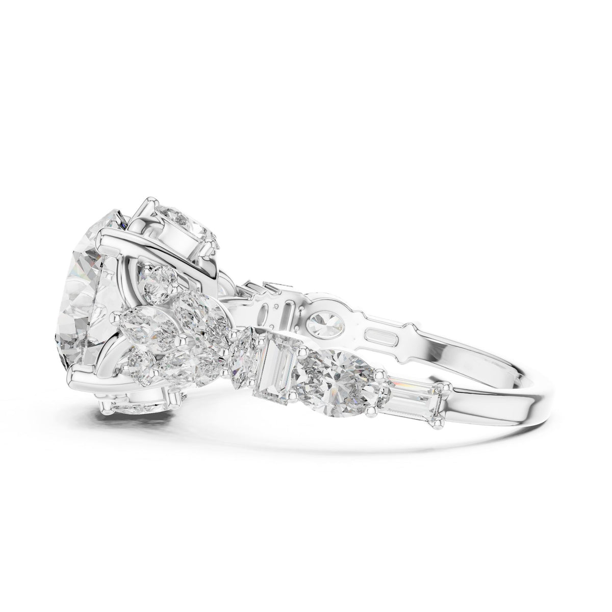 Round Accented Lab Grown Diamond Engagement Ring