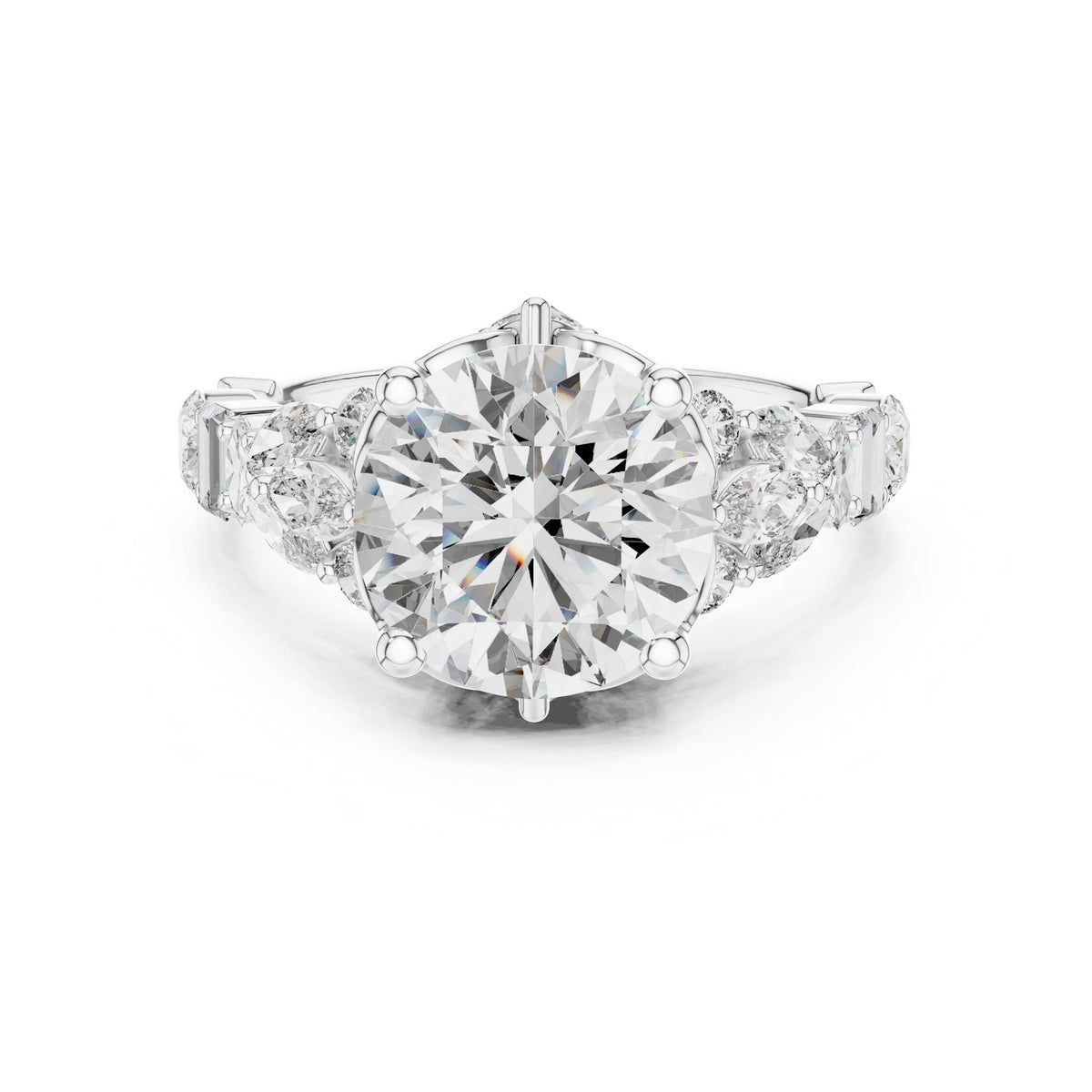 Round Accented Lab Grown Diamond Engagement Ring
