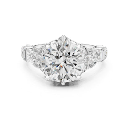 Round Accented Lab Grown Diamond Engagement Ring