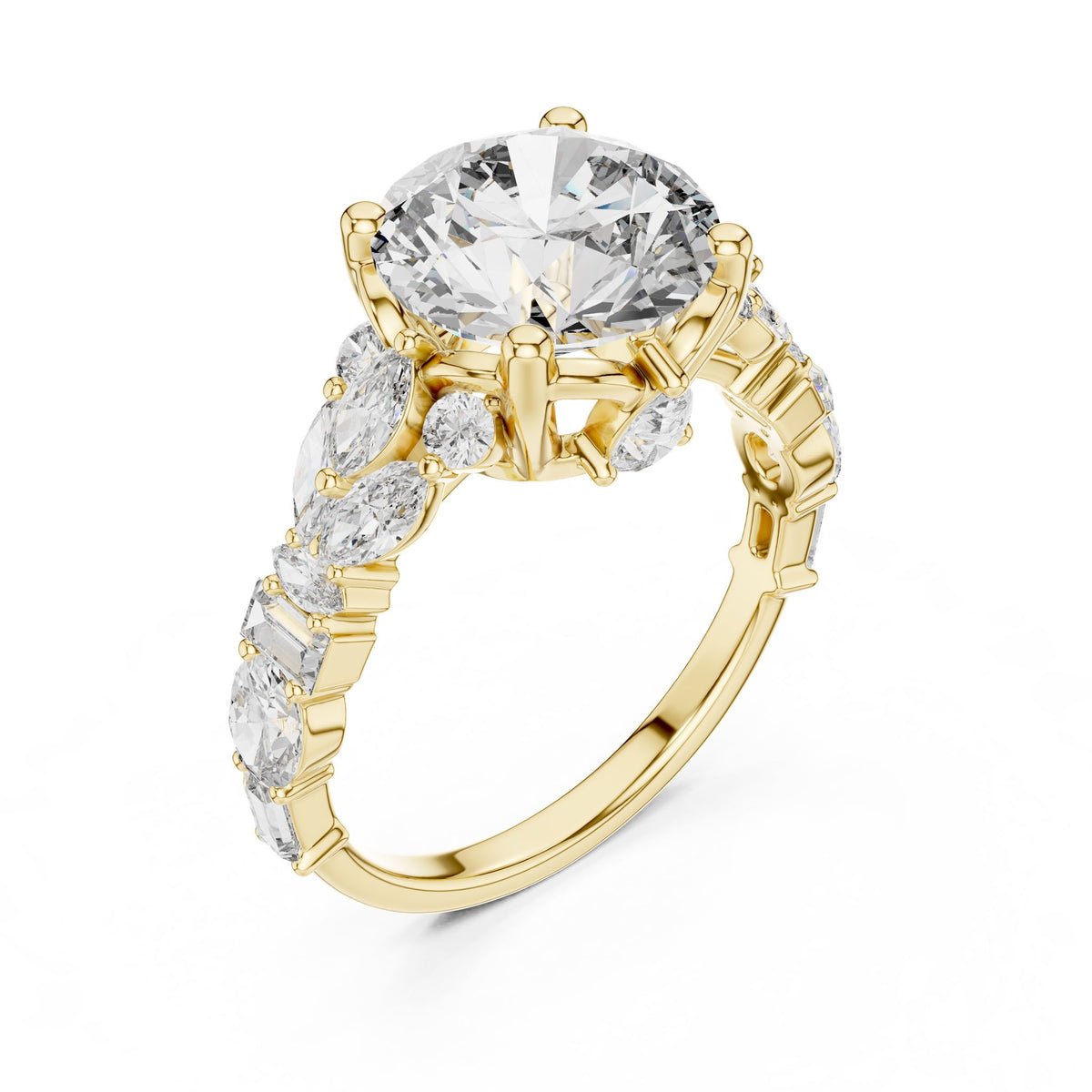 Round Accented Lab Grown Diamond Engagement Ring