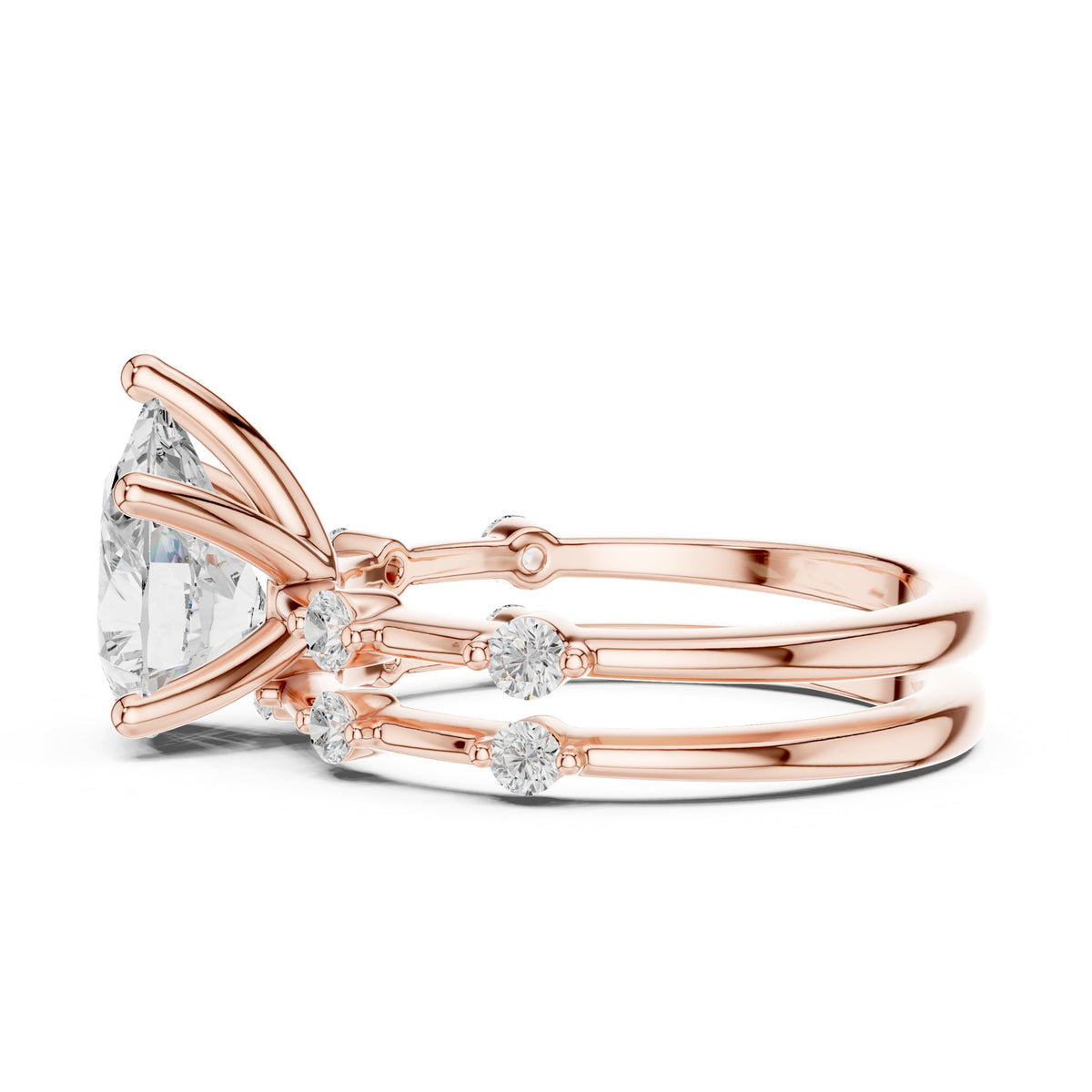 Round Accented Lab Grown Diamond Engagement Ring