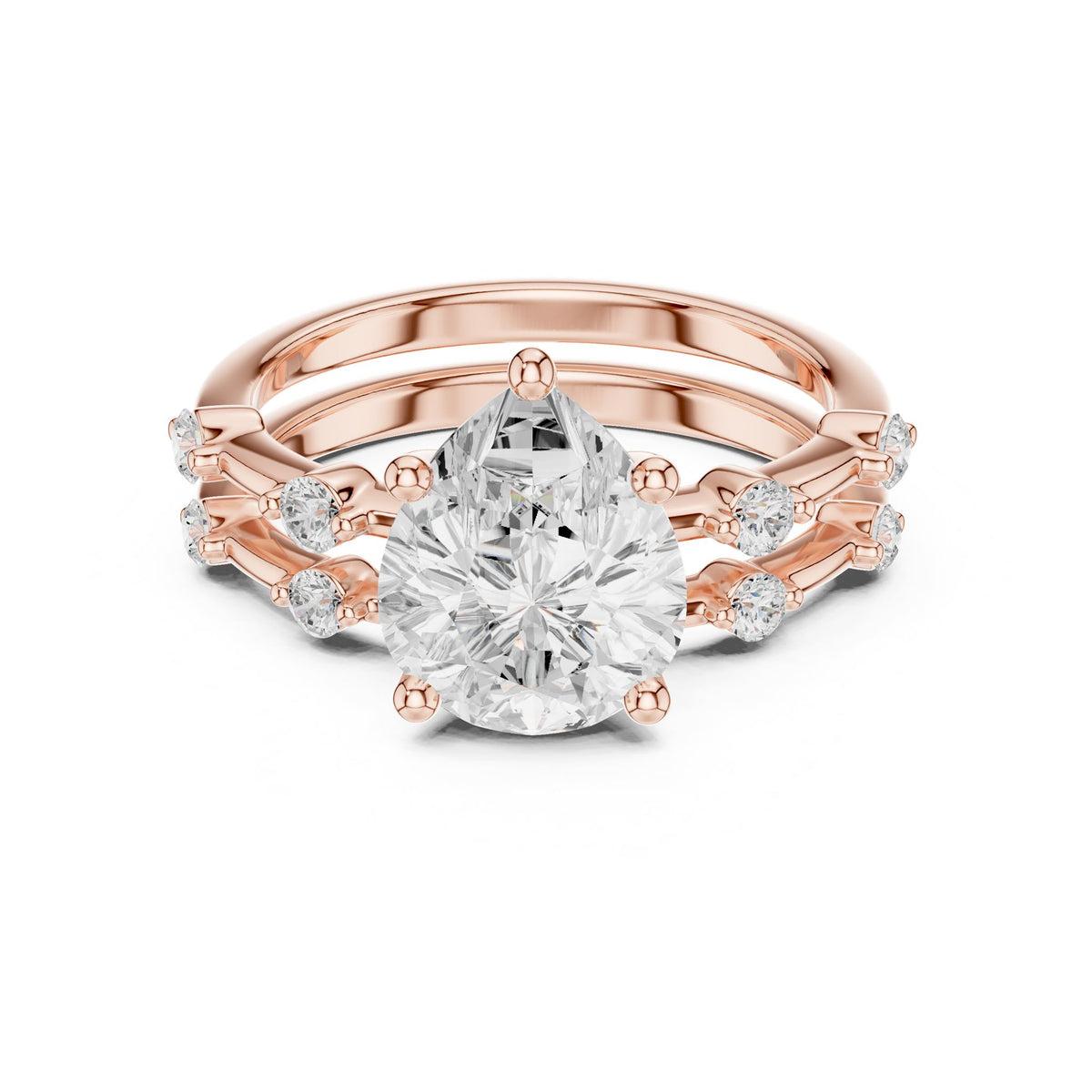 Round Accented Lab Grown Diamond Engagement Ring