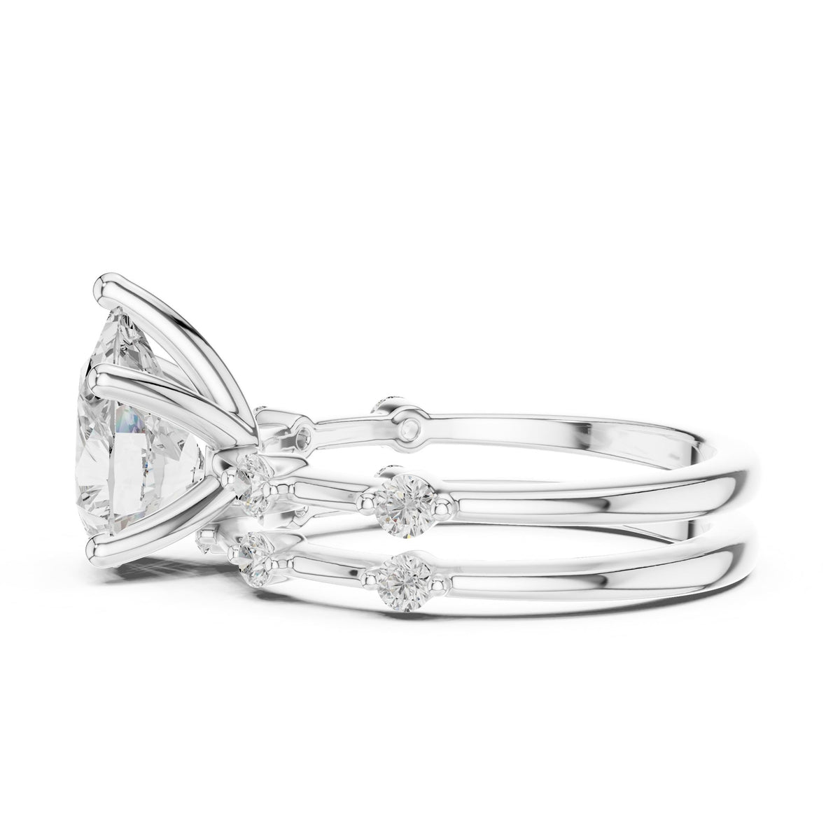 Round Accented Lab Grown Diamond Engagement Ring