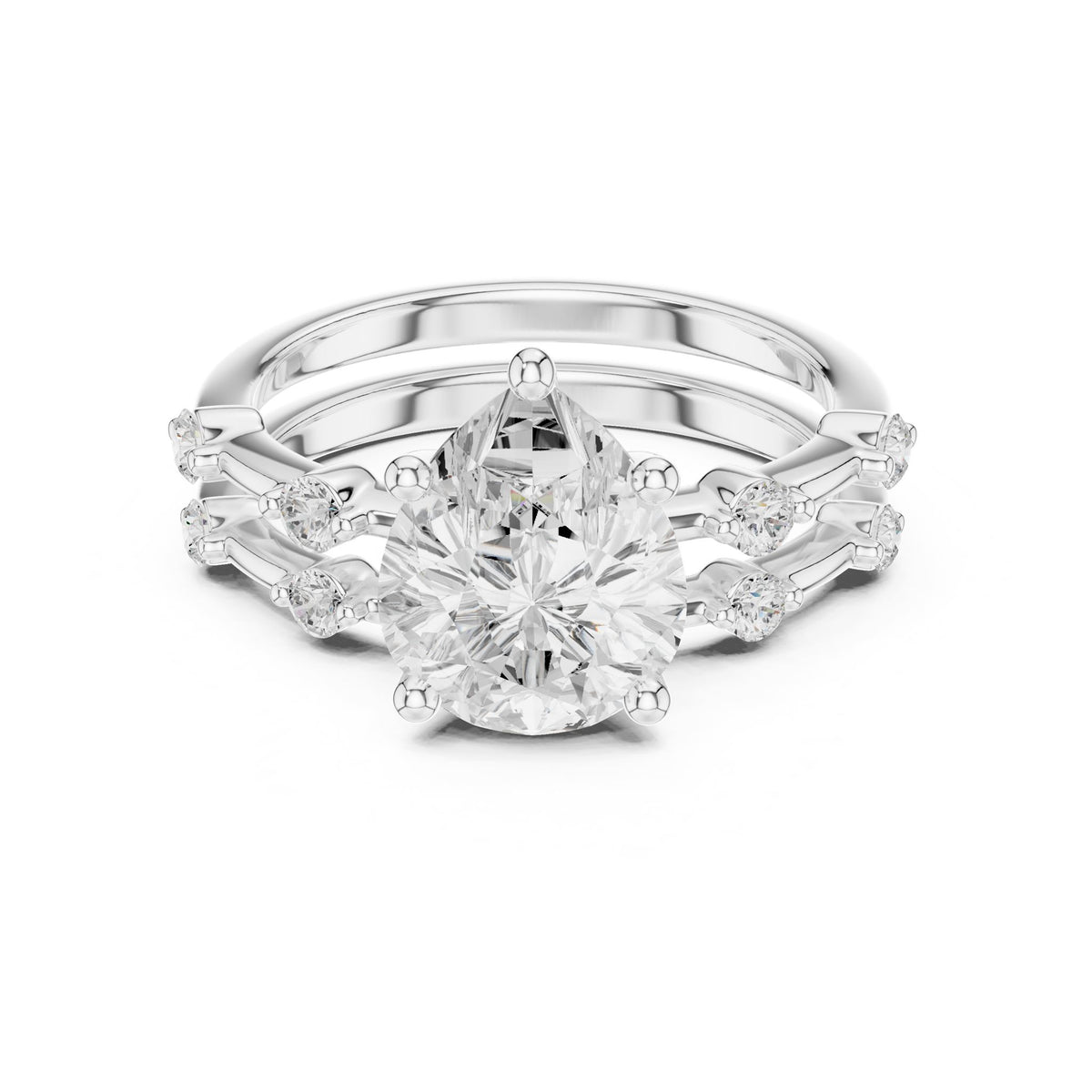 Round Accented Lab Grown Diamond Engagement Ring