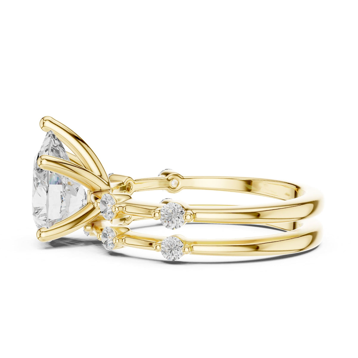 Round Accented Lab Grown Diamond Engagement Ring