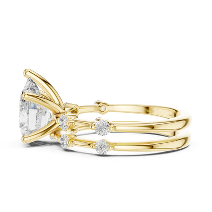 Round Accented Lab Grown Diamond Engagement Ring