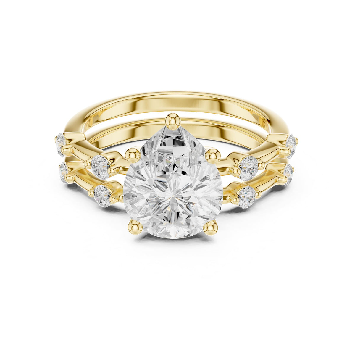 Round Accented Lab Grown Diamond Engagement Ring