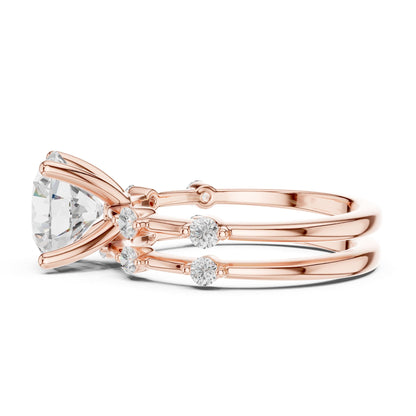 Round Accented Lab Grown Diamond Engagement Ring