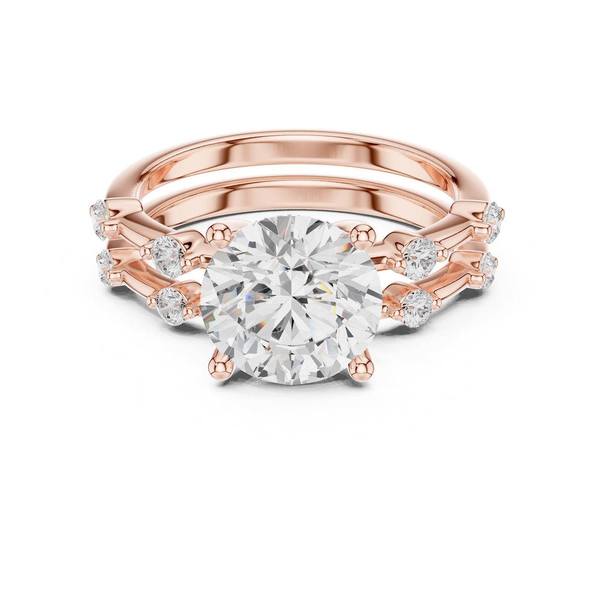 Round Accented Lab Grown Diamond Engagement Ring