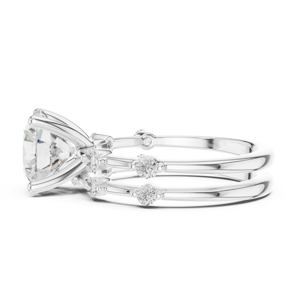 Round Accented Lab Grown Diamond Engagement Ring