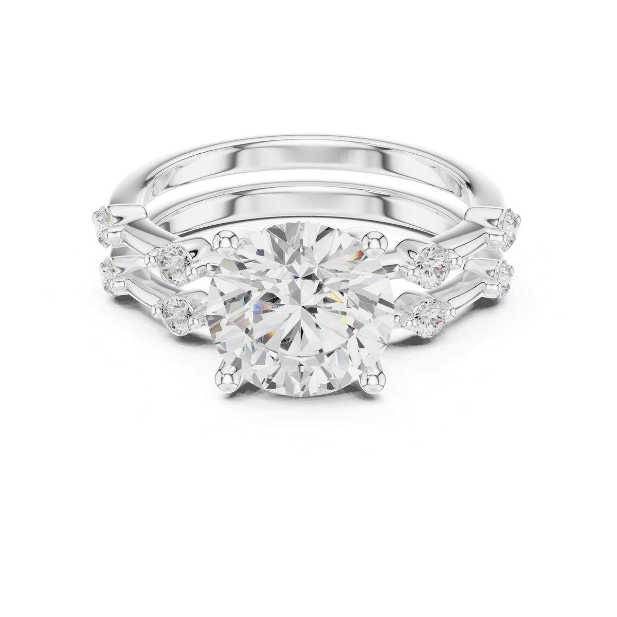 Round Accented Lab Grown Diamond Engagement Ring